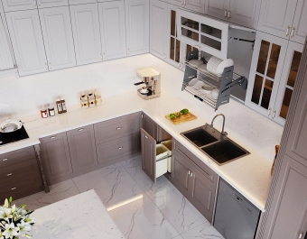 Tủ Bếp Chữ L Nhà Phố