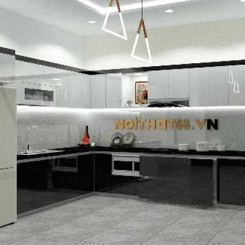 TỦ BẾP ACRYLIC NOLINE đen trắng 6